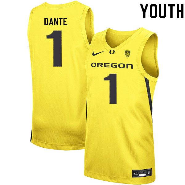 Youth #1 N'Faly Dante Oregon Ducks College Basketball Jerseys Sale-Yellow